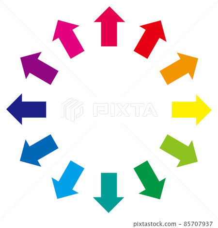 Enlarged 12-color arrow gradation illustration Growth Explosion Image of expansion 85707937