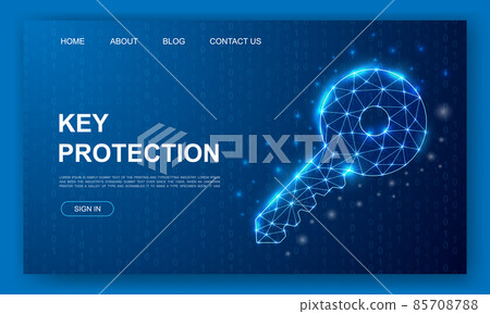 3d Key polygonal website template. Security design illustration concept. Low poly Key symbol for homepage, promotion banner design. 3d Key polygonal website template. Security design illustration concept. Low poly Key symbol for homepage, promotion banner design. 85708788