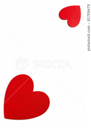 Frame Love symbol decorations on Valentine day 14th February, red painted hearts on white 85709478