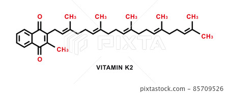 Vitamin K2 chemical formula. Vitamin K2 chemical molecular structure. Vector illustration Vitamin K2 chemical formula. Vitamin K2 chemical molecular structure. Vector illustration 85709526