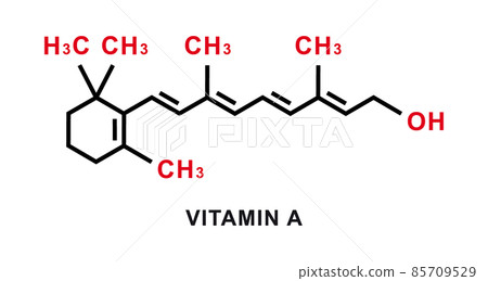 Vitamin A chemical formula. Vitamin A chemical... - Stock Illustration ...