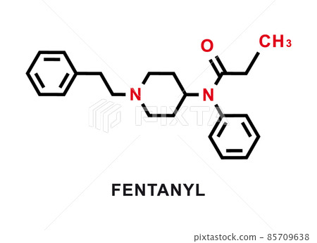 Fentanyl chemical formula. Fentanyl chemical molecular structure. Vector illustration 85709638