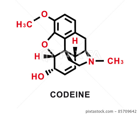 Codeine chemical formula. Codeine chemical molecular structure. Vector illustration 85709642