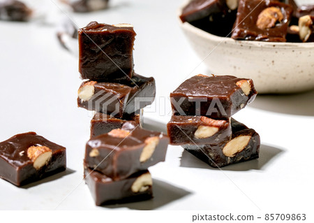 Homemade sweet gifts toffee chocolate candy with nuts Homemade sweet gifts toffee chocolate candy with nuts 85709863