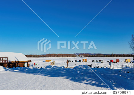 Sunny view of winter landscape in Chena Lakes 85709974