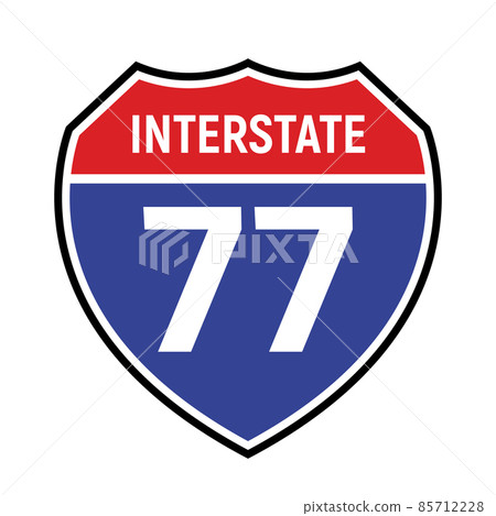 77 route sign icon. Vector road 77 highway interstate american freeway symbol 77 route sign icon. Vector road 77 highway interstate american freeway symbol 85712228