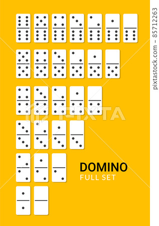 Domino vector set piece game board flat icon. Domino card set vector game 85712263