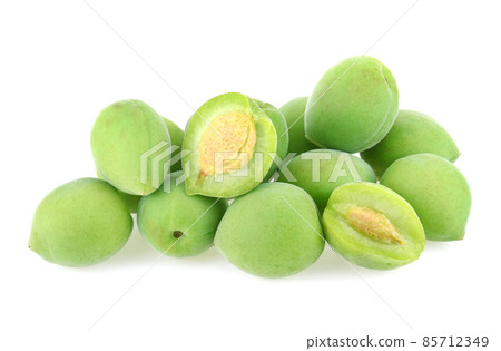 green plum fruit isolated on white background 85712349