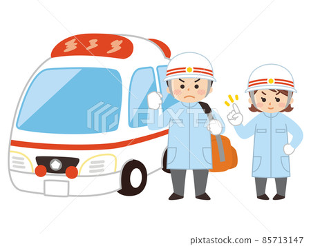 Paramedic and ambulance medical staff 85713147