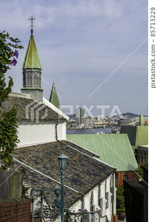 Oura Catholic Church from Nagasaki Memorial Slope and Nagasaki Port Nagasaki City, Nagasaki Prefecture 85713229