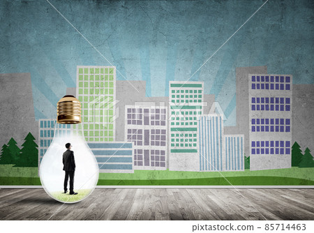 Businessman trapped in bulb Businessman trapped in bulb 85714463