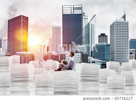 Businessman dreaming about future business. 85716227