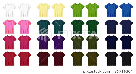 Unisex colored t shirt mock up. T-shirt design template. 85716304