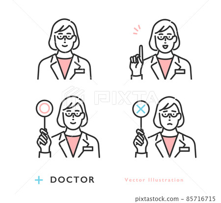 具有各種面部表情的醫生頭像圖標集素材 85716715