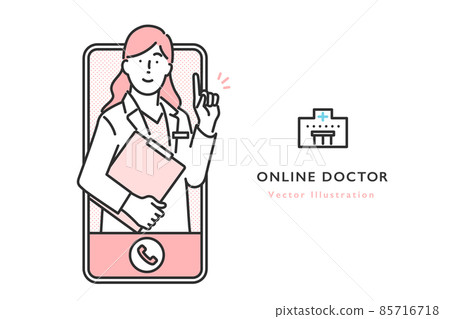 Image illustration material for using online medical consultation / medical services on smartphones 85716718