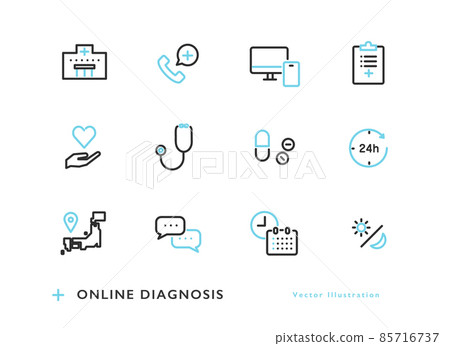 Image of online medical examination service Icon set material 85716737