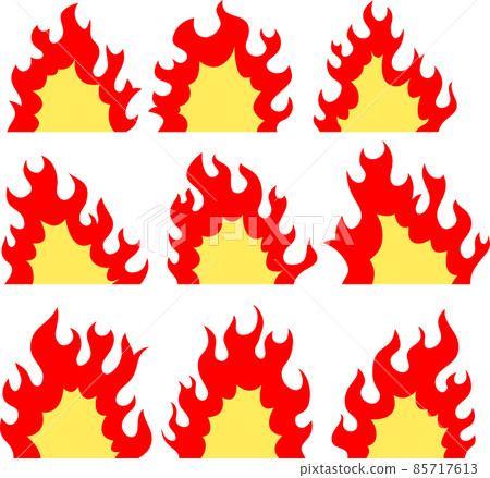 Simple and cartoon-style flame illustrations on fire 85717613