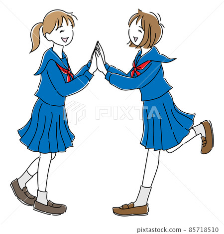 Female students who are happy to pass the exam 85718510