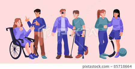 People With Diverse Physical Disabilities - Stock Illustration ...