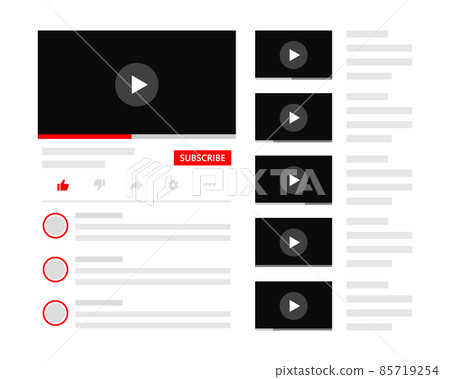Desktop video player mockup template. Video player interface design for website, mobile apps. Desktop video player mockup template. Video player interface design for website, mobile apps. 85719254