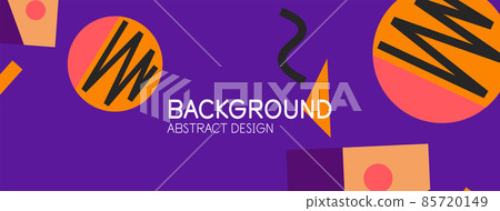 Abstract background. Blocks, lines, triangles, circles composition. Techno or business concept for wallpaper, banner, background, landing page 85720149