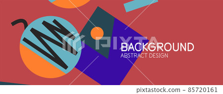 Abstract background. Blocks, lines, triangles, circles composition. Techno or business concept for wallpaper, banner, background, landing page 85720161