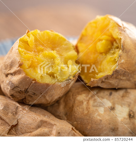Taiwanese food - Homemade delicious roasted sweet potato in a plate for eating. 85720244