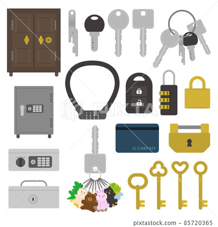 鑰匙和保險箱的插圖 85720365