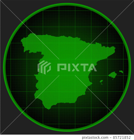 Template vector map outline Spain on radar 85721852