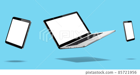 Flying laptop, mobile and tablet 85721956