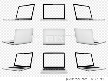 Laptop mock up with transparent screen isolated Laptop mock up with transparent screen isolated 85721999