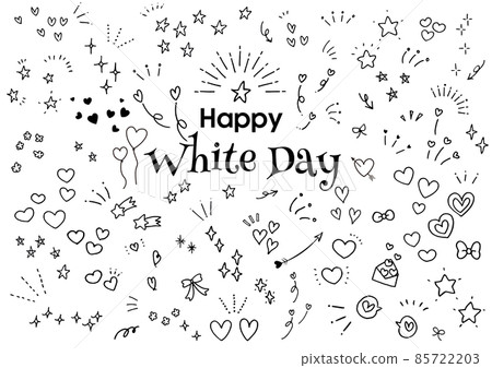手寫的手寫的白色情人節塗鴉圖標集 85722203