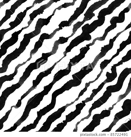 Diagonal ink stripes. Black and white. Seamless hand-drawn pattern Diagonal ink stripes. Black and white. Seamless hand-drawn pattern 85722491