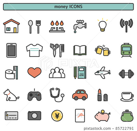 與各種金錢相關的圖標集 與各種金錢相關的圖標集 85722791