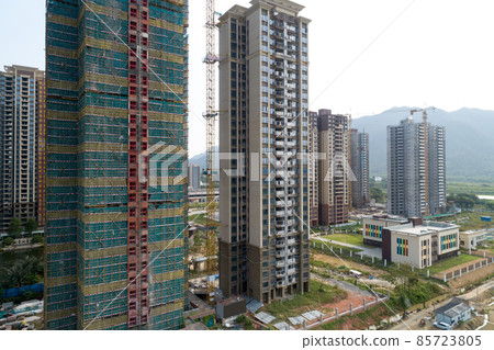 Aerial view of multistory apartment construction site in China 85723805