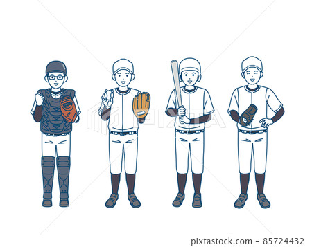 Baseball club club activities club activities sports uniform boy junior and senior high school students smile whole body illustration Baseball club club activities club activities sports uniform boy junior and senior high school students smile whole body illustration 85724432