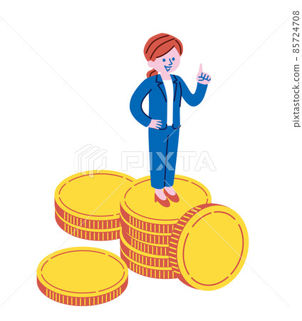 Illustration of coins and women 85724708