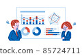 Illustration of men and women in graphs and suits 85724711