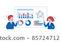Illustration of men and women in graphs and suits 85724712