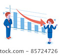 Illustration of men and women in graphs and suits 85724726