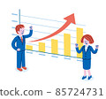 Illustration of men and women in graphs and suits 85724731