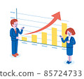 Illustration of men and women in graphs and suits 85724733