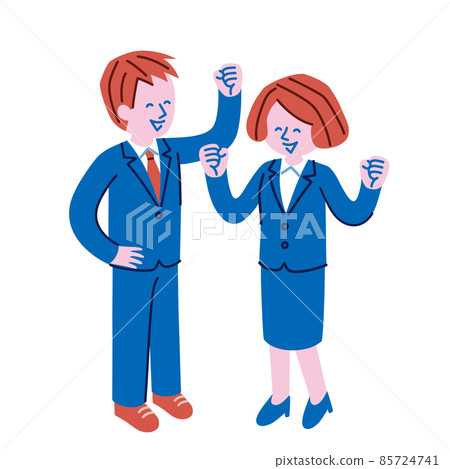 Illustration of men and women in energetic suits Illustration of men and women in energetic suits 85724741