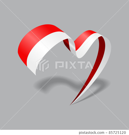 Indonesian flag heart shaped ribbon. Vector illustration. 85725120