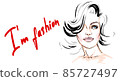 I'm fashion young woman drawing sketch. Hand-drawn modern fashion illustration of a girl model art portrait. Stylish art sketch on white. Beauty skin style drawing art 85727497