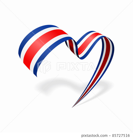 Costa Rican flag heart shaped ribbon. Vector illustration. 85727516