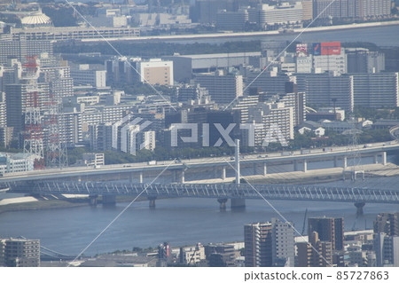View from Tokyo Sky Tree: Tokyo Subway Hanzomon Line 8000 series directly connected to Tobu Sky Tree Line 85727863