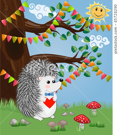 The hedgehog in the forest glade. The concept of art, love. 85728290