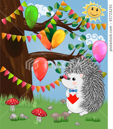 The hedgehog in the forest glade. The concept of art, love. 85728291