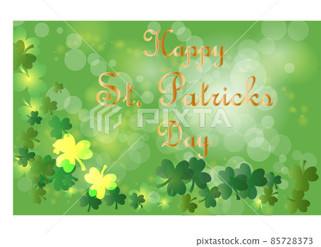 Saint Patrick's Day greeting card with sparkled green clover leaves and text. Inscription - Happy St. Patricks Day 85728373